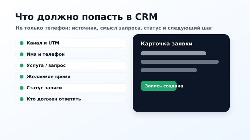 Поля заявки, которые должны сохраняться в CRM